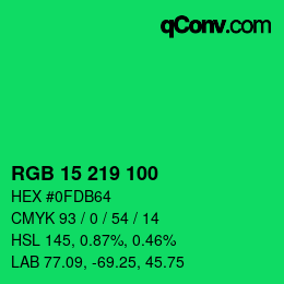 Color code: RGB 15 219 100 | qconv.com