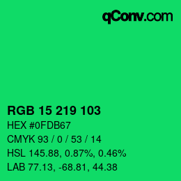 Color code: RGB 15 219 103 | qconv.com