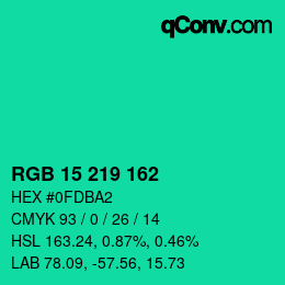 Color code: RGB 15 219 162 | qconv.com