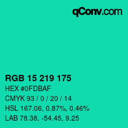 カラーコード: RGB 15 219 175 | qconv.com
