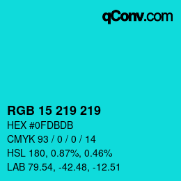 Color code: RGB 15 219 219 | qconv.com