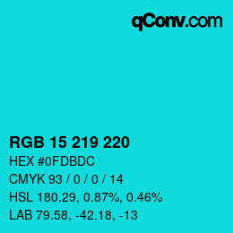 颜色代码: RGB 15 219 220 | qconv.com