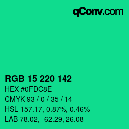 Color code: RGB 15 220 142 | qconv.com