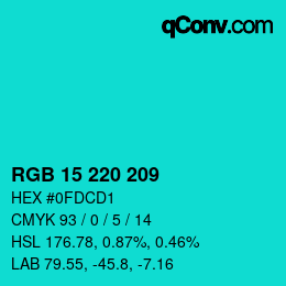 Color code: RGB 15 220 209 | qconv.com