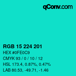 Código de color: RGB 15 224 201 | qconv.com