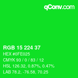 Color code: RGB 15 224 37 | qconv.com