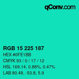 Código de color: RGB 15 225 187 | qconv.com
