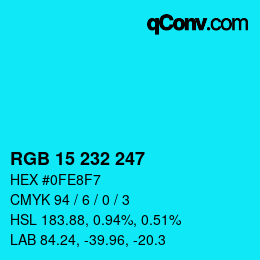 Color code: RGB 15 232 247 | qconv.com
