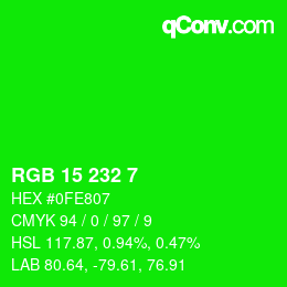 Color code: RGB 15 232 7 | qconv.com