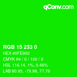 Color code: RGB 15 233 0 | qconv.com