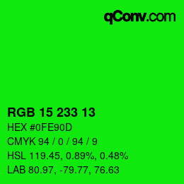 Color code: RGB 15 233 13 | qconv.com