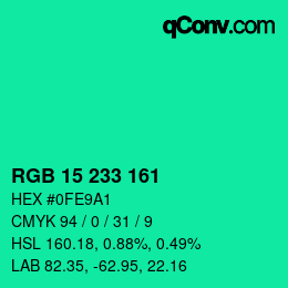 Color code: RGB 15 233 161 | qconv.com