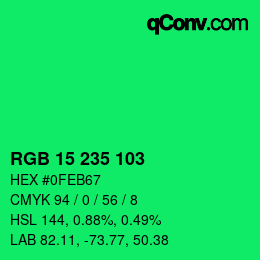 Color code: RGB 15 235 103 | qconv.com