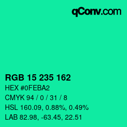 Color code: RGB 15 235 162 | qconv.com