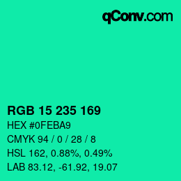 Color code: RGB 15 235 169 | qconv.com