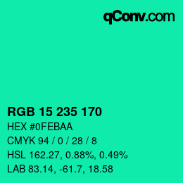 カラーコード: RGB 15 235 170 | qconv.com