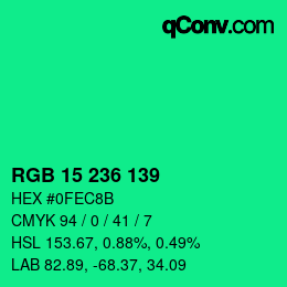 颜色代码: RGB 15 236 139 | qconv.com