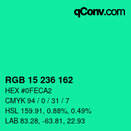 カラーコード: RGB 15 236 162 | qconv.com