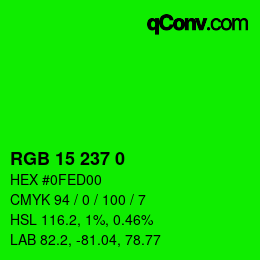 カラーコード: RGB 15 237 0 | qconv.com