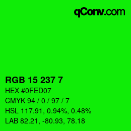 Color code: RGB 15 237 7 | qconv.com