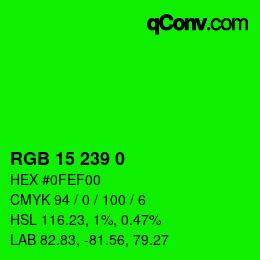 Color code: RGB 15 239 0 | qconv.com