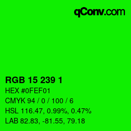 Color code: RGB 15 239 1 | qconv.com