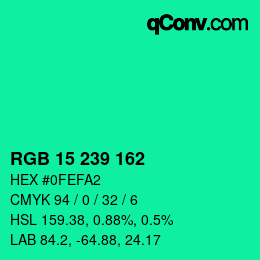 Color code: RGB 15 239 162 | qconv.com