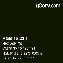 Farbcode: RGB 15 23 1 | qconv.com