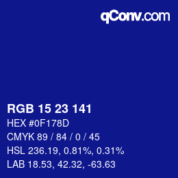 Color code: RGB 15 23 141 | qconv.com