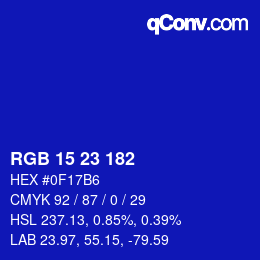 Color code: RGB 15 23 182 | qconv.com