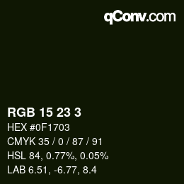 Color code: RGB 15 23 3 | qconv.com
