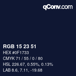 Color code: RGB 15 23 51 | qconv.com