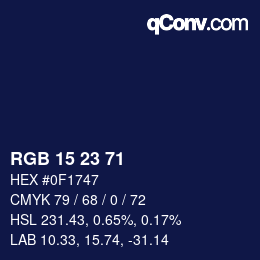 Color code: RGB 15 23 71 | qconv.com