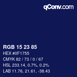 Color code: RGB 15 23 85 | qconv.com