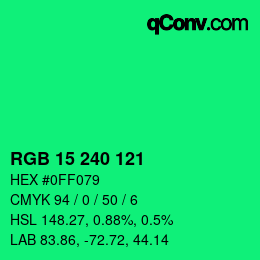 Color code: RGB 15 240 121 | qconv.com