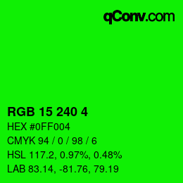 Color code: RGB 15 240 4 | qconv.com