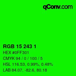 Color code: RGB 15 243 1 | qconv.com