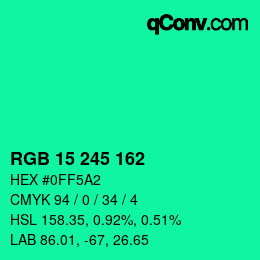 Color code: RGB 15 245 162 | qconv.com