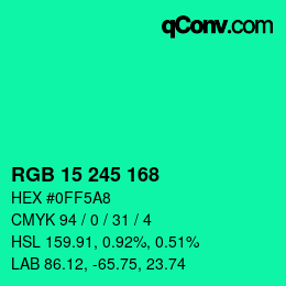 Color code: RGB 15 245 168 | qconv.com