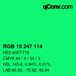 Color code: RGB 15 247 114 | qconv.com
