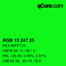 Color code: RGB 15 247 25 | qconv.com
