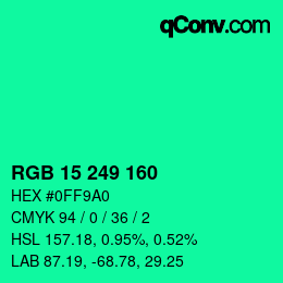カラーコード: RGB 15 249 160 | qconv.com