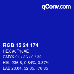 Color code: RGB 15 24 174 | qconv.com