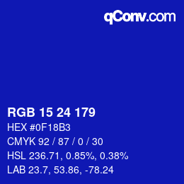 Color code: RGB 15 24 179 | qconv.com