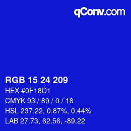 Color code: RGB 15 24 209 | qconv.com