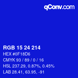 Color code: RGB 15 24 214 | qconv.com