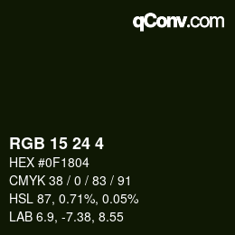 Color code: RGB 15 24 4 | qconv.com