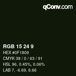 Color code: RGB 15 24 9 | qconv.com