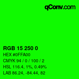 Color code: RGB 15 250 0 | qconv.com