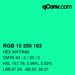 Color code: RGB 15 250 163 | qconv.com